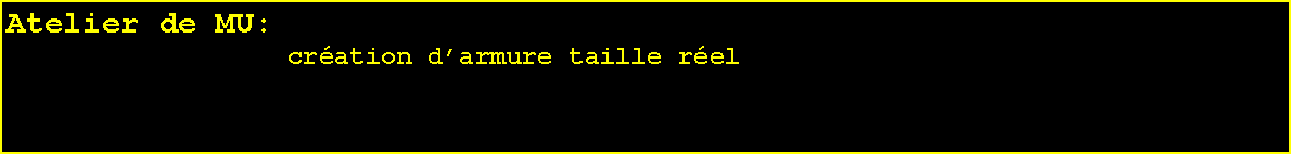 Zone de Texte: Atelier de MU:                  cration darmure taille rel